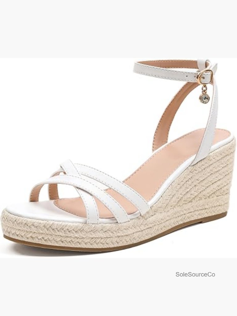 Women's Espadrille Wedge Sandals Open Toe Ankle Strap Platform Cushioned Summer